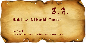 Babitz Nikodémusz névjegykártya